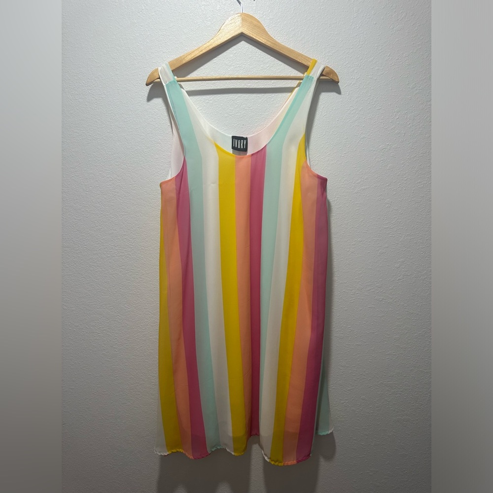 IVORY Rainbow Sunshine Stripe Sun Dress